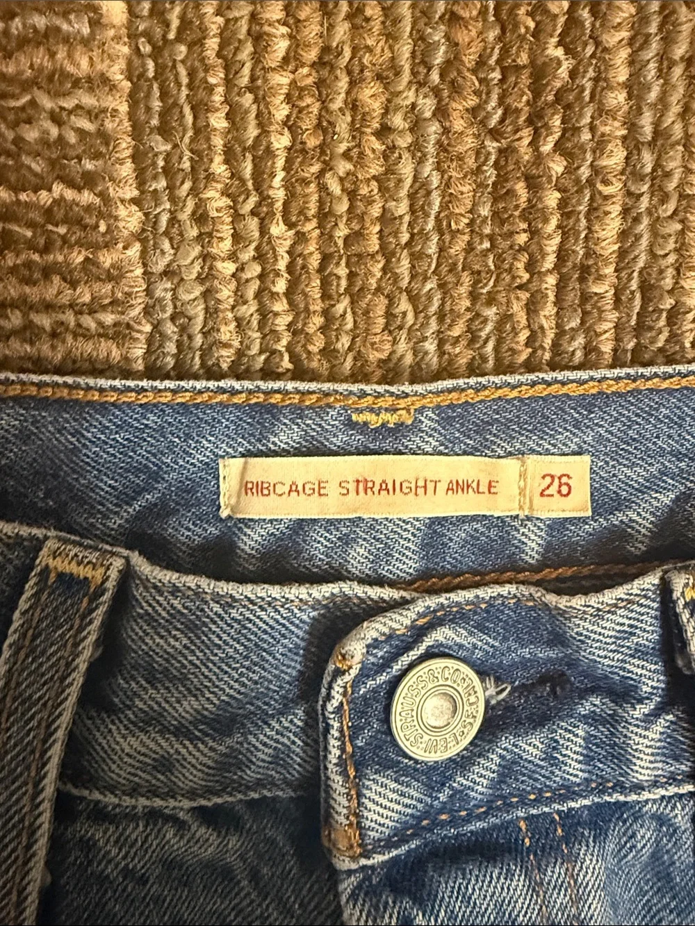 Levi's Premium Big E Rare Blank Tab Light Blue Distressed Straight Jeans